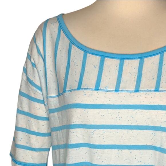 HOLLISTER White Teal Burnout Striped Tee Large NEW - Picture 5 of 9